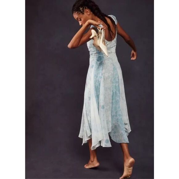 Free People Heart to Heart Midi Dress Size 2 NWT Blue - Picture 2 of 7